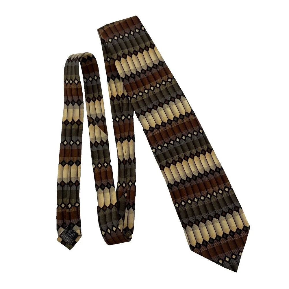 Giorgio Brutini Collezione 100% Silk Tie - Brown Necktie - Retro 80's - 90's